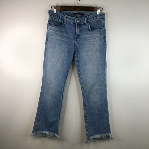 J Brand Selena Raw Hem Cropped Jeans Valley Wash Size 26 - Picture 2 of 10